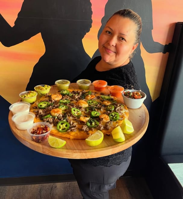 Surf n Turf Quesadilla Pizza.